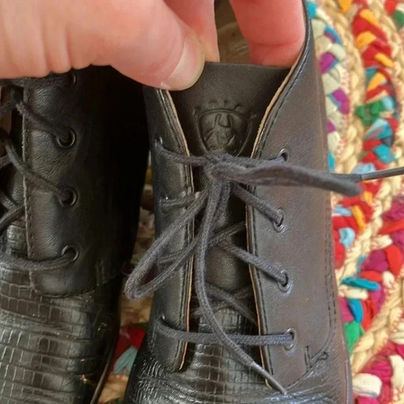 Ariat black croc leather ankle  boots - Picture 6 of 8